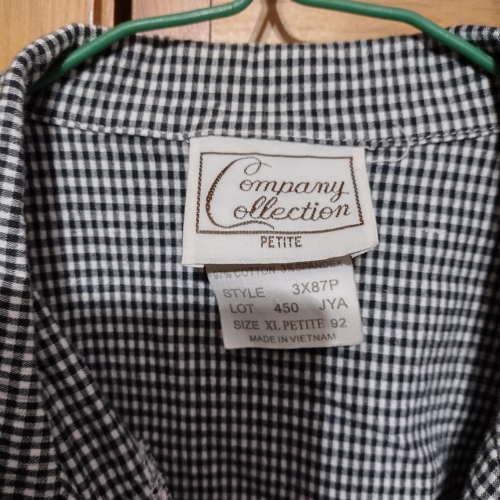 Black and White Notched Collar Button Down Shirt